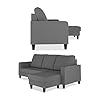 Adorn India Chandler Plain L Shape 4 Seater Sofa Set (Grey) (3 Year Warranty)