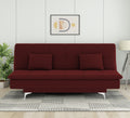 Adorn India Premium New Aspen 3 Seater Sofa Cum Bed 4X6 Velvet Suede with 2 Cushions (Color Maroon) and Suitable for All Indoor, with 3 Years Warranty