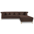 Premium Raygan L Shape 6 Seater Sofa Set Right Side (Velvet Fabric Colour Brown)