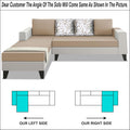 Ashley Digitel Print Leatherette Fabric L Shape 8 Seater Sofa Set with 2 Ottoman Puffy & Center Table LHS (Beige & White)