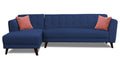 Adorn India (3 Years Warranty Leaf 6 Seater Corner Sofa (Blue) Left Hand Side
