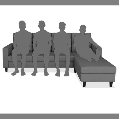 Adorn India Wood Darcy L Shape 5 Seater Sofa Set (RHS) (Grey)