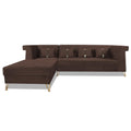 Premium Raygan L Shape 6 Seater Sofa Set Left Side (Velvet Fabric Colour Brown)