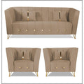 Adorn India Premium Lotus 3-1-1 5 Seater Sofa (Velvet Fabric Colour Camel)