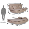 Adorn India Aspen Three Seater Sofa Cum Bed Single Tone Fabric (Beige) (3 Year Warranty)