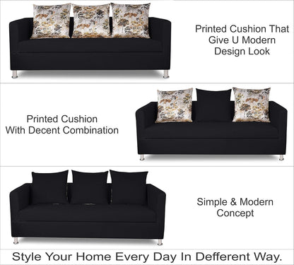 Adorn India Alita 3+2 Compact 5 Seater Sofa Set (Black)