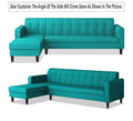 Rio Elegant L Shape 8 Seater Sofa Set with Center Table and 2 Ottoman Puffy (LHS) (Aqua Blue)