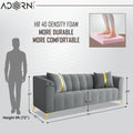 Adorn India Premium Mystic - 3 Years Warranty - 3 Seater Sofa Velvet Suede Fabric - Grey