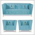 Premium Lotus 3-1-1 5 Seater Sofa Set (Velvet Fabric Colour Aqua Blue)