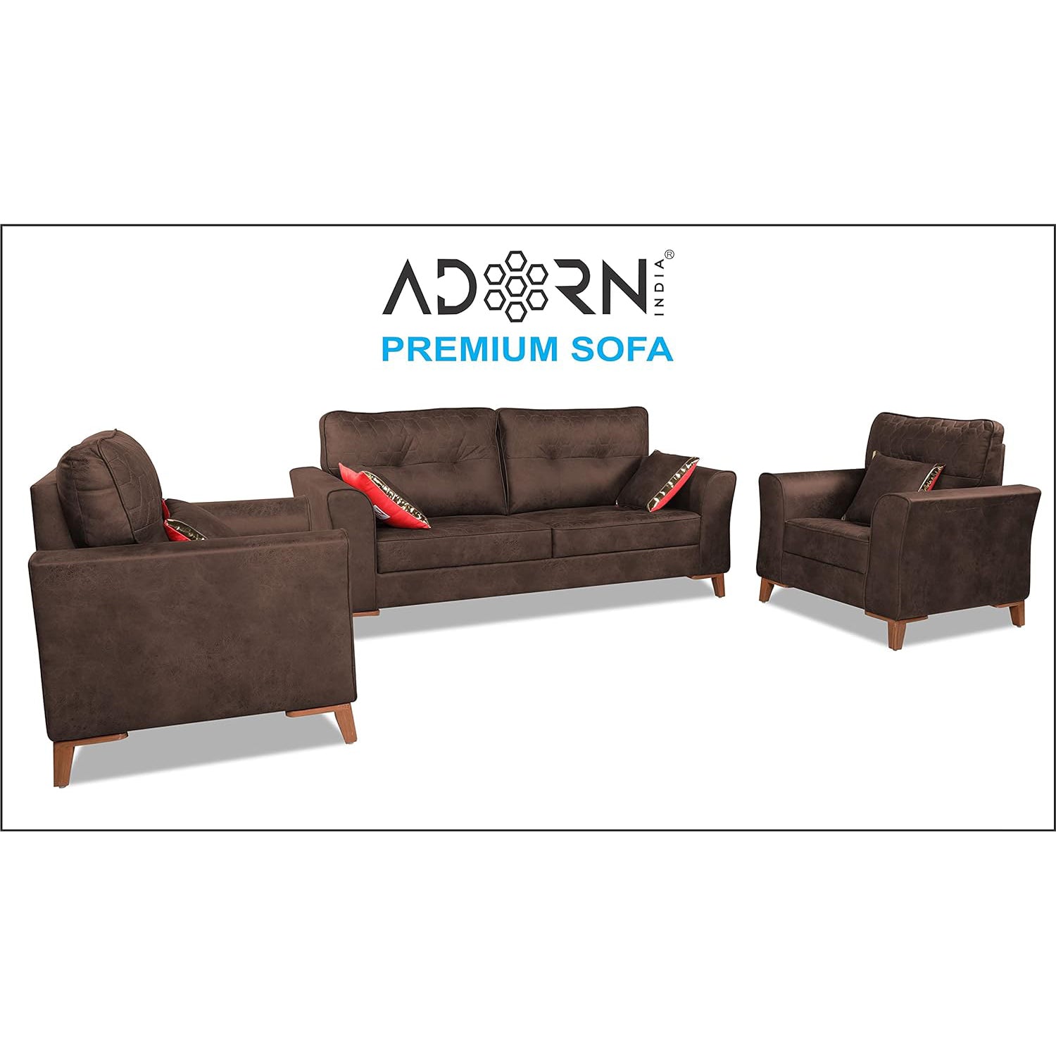 Adorn India Premium Aslaug 3-1-1 Sofa Set (Leatherette Suede Fabric Co