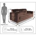 Adorn India Premium Benington 3 Seater Sofa (Velvet Fabric Colour Brown)