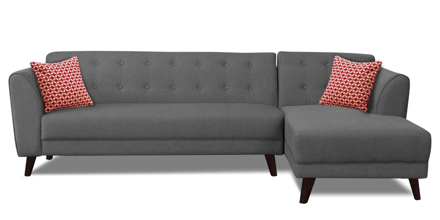 Adorn India (3 Years Warranty Leaf 6 Seater Corner Sofa Right Hand Side (Grey)