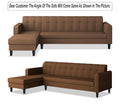 Rio Elegant L Shape 8 Seater Sofa Set with Center Table and 2 Ottoman Puffy (LHS) (Brown)