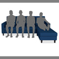 Adorn India Darcy L Shape 5 Seater Sofa Set (RHS) (Blue) (3 Year Warranty)