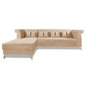 Premium Raygan L Shape 6 Seater Sofa Set Left Side (Velvet Fabric Colour Beige)