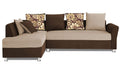 Adorn India (3 Years Warranty Boom 5 Seater Corner Sofa Floral Cushion Left Hand Side (Brown & Beige)