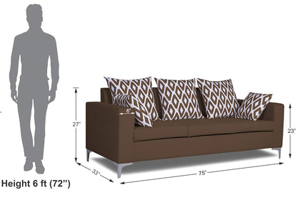 Adorn India Anigma 3 Seater Sofa (Brown)