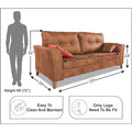Adorn India Premium Aslaug 3 Seater Sofa (Leatherette Suede Fabric Colour Tan)