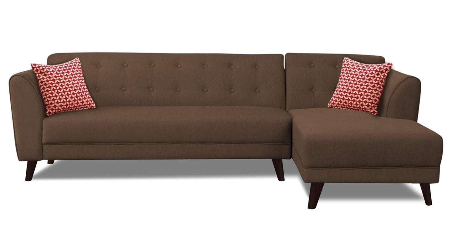Adorn India (3 Years Warranty Leaf 6 Seater Corner Sofa Right Hand Side (Brown)