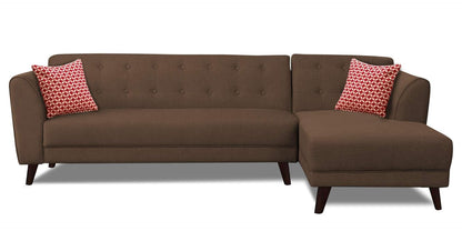 Adorn India (3 Years Warranty Leaf 6 Seater Corner Sofa Right Hand Side (Brown)