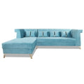 Premium Raygan L Shape 6 Seater Sofa Set Left Side (Velvet Suede Fabric Colour Aqua Blue)