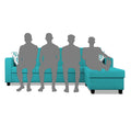 Adorn India Monteno L Shape 5 Seater Sofa Set RHS(Aqua Blue) (3 Year Warranty)
