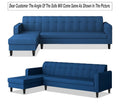 Rio Elegant L Shape 8 Seater Sofa Set with Center Table and 2 Ottoman Puffy (LHS) (Blue)
