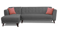 Adorn India (3 Years Warranty Leaf 6 Seater Corner Sofa (Grey) Left Hand Side