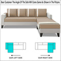 Ashley Stripes Leatherette Fabric L Shape 5 Seater Sofa Set RHS (Beige & White)