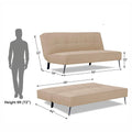 Adorn India Benjamin 3 Seater Sofa Cum Bed (Beige) (3 Year Warranty)