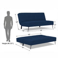 Adorn India Benjamin 3 Seater Sofa Cum Bed (Blue) (3 Year Warranty)