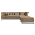 Premium Raygan L Shape 6 Seater Sofa Set Right Side (Velvet Fabric Colour Camel)