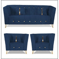 Premium Lotus 3-1-1 5 Seater Sofa Set (Velvet Suede Fabric Colour Blue)