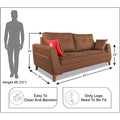 Adorn India Premium Phoenix 3 Seater Sofa (Leatherette Suede Fabric Colour Tan)