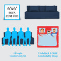 Adorn India Easy 4 Seater Sofa Cum Bed | Velvet Fabric | Dark Grey | Plain Design | 6x6 Ft | Comfortable Seating | Washable Cover | Perfect for Home & Office