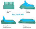 Adorn India Easy Alyn Plus Stripes 2 Seater Sofa Cum Bed (4X6) (Aqua Blue) (1 Year Warranty)