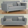 Adorn India Premium Luster 3+2+1 Sofa Set | Velvet Suede Fabric | 3-Year Warranty | Color Grey with Golden Legs & Striped Pattern Cushion