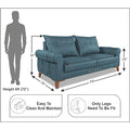 Adorn India Premium Jarvis 3 Seater Sofa (Leatherette Suede Fabric Color Blue)