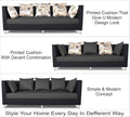 Alica 3+2+1 6 Seater Sofa Set (Dark Grey & Black)