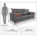 Premium Aslaug 3 Seater Sofa (Leatherette Suede Fabric Colour Grey)