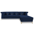 Premium Raygan L Shape 6 Seater Sofa Set Right Side (Velvet Fabric Colour Blue)