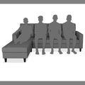 Adorn India Darcy L Shape 5 Seater Sofa Set (LHS) (Grey) (3 Year Warranty)