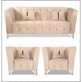 Premium Lotus 3-1-1 5 Seater Sofa Set (Velvet Fabric Colour Beige)