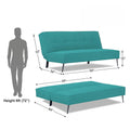 Adorn India Benjamin 3 Seater Sofa Cum Bed (Aqua Blue) (3 Year Warranty)