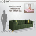 Adorn India Premium Mystic - 3 Years Warranty - 3 Seater Sofa Velvet Suede Fabric - Green