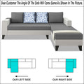 Adorn India Ashley Digitel Print Leatherette Fabric L Shape 8 Seater Sofa Set with 2 Ottoman Puffy & Center Table RHS (Grey & White) (3 Year Warranty)