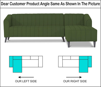 Adorn India Premium Laurel L Shape 6 Seater Sofa Set (RHS) (Green)