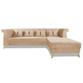Premium Raygan L Shape 6 Seater Sofa Set Right Side (Velvet Fabric Colour Beige)