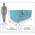 Adorn India Premium Lotus 3 Seater Sofa Set (Velvet Fabric Colour Aqua Blue)