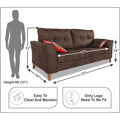 Adorn India Premium Aslaug 3 Seater Sofa (Leatherette Suede Fabric Colour Brown)